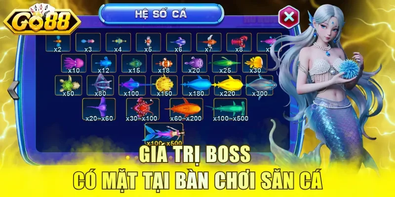 Giá trị boss có mặt tại bàn chơi săn cá